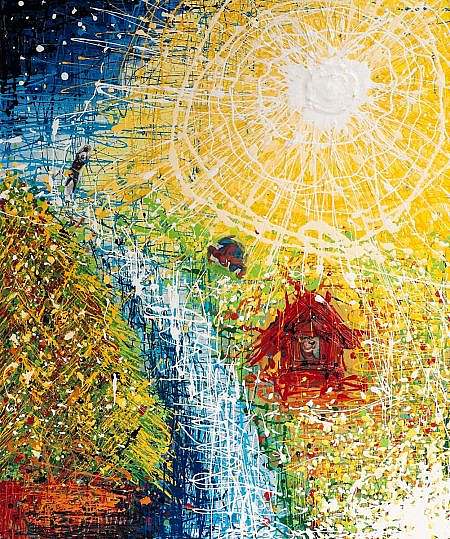 Marcin Dembowski (1979)- [Ami Nº 2093] 'Rzeka życia', 2011, technika mieszana- płyta HDF, 60 x 50 cm (+ rama), sygn. lewa góra