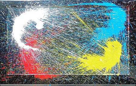 Marcin Dembowski (1979)- [Ami Nº 2161] 'Wiadomości 3D/HD', 2014, technika: abstrakcja- 40" TV LED, 63,5 x 99,5 cm (bez ramy), sygn. na odwrocie