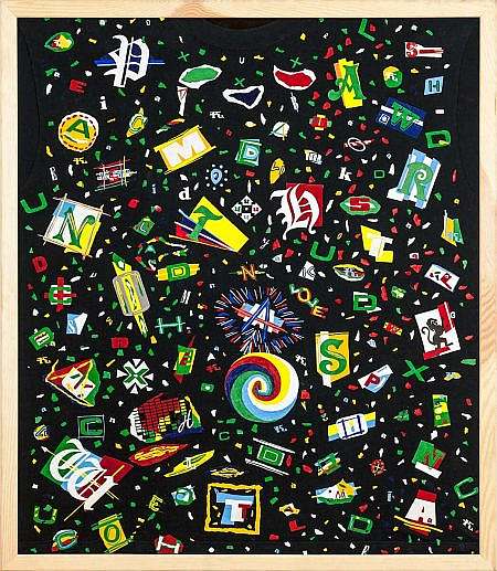 Marcin Dembowski (1979)- [Ami Nº 2170] 'Wszechświat', 2003, technika: termonadruk- materiał, 75 x 65 cm (+ rama), sygn. na odwrocie