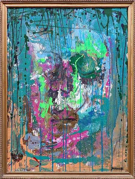 Marcin Dembowski (1979)- [Ami Nº 2196] 'W odbiciu', 2018, technika: mieszana- płyta HDF, 74 x 54 cm (+ rama), sygn. prawy dół