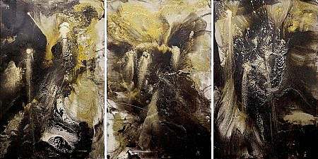 Marcin Dembowski (1979)- [Ami Nº 2213 - 2215] 'Cisza Przed Burzą (tryptyk)', 2019, technika: abstrakcja- płótno, 60 x 40 cm (bez ramy), sygn. lewa góra