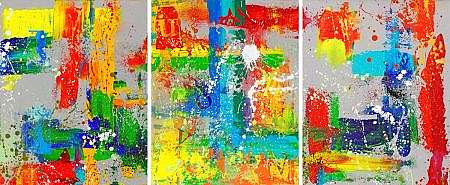 Marcin Dembowski (1979)- [Ami Nº 2225] 'Letnie wakacje (tryptyk)', 2020, technika: akryl- płyta HDF, 50 x 40 cm (bez ramy), sygn.